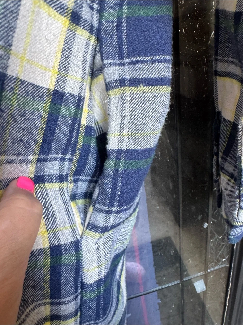 By Together Navy Blue & Yellow Plaid Longline Cotton Shacket Dress M